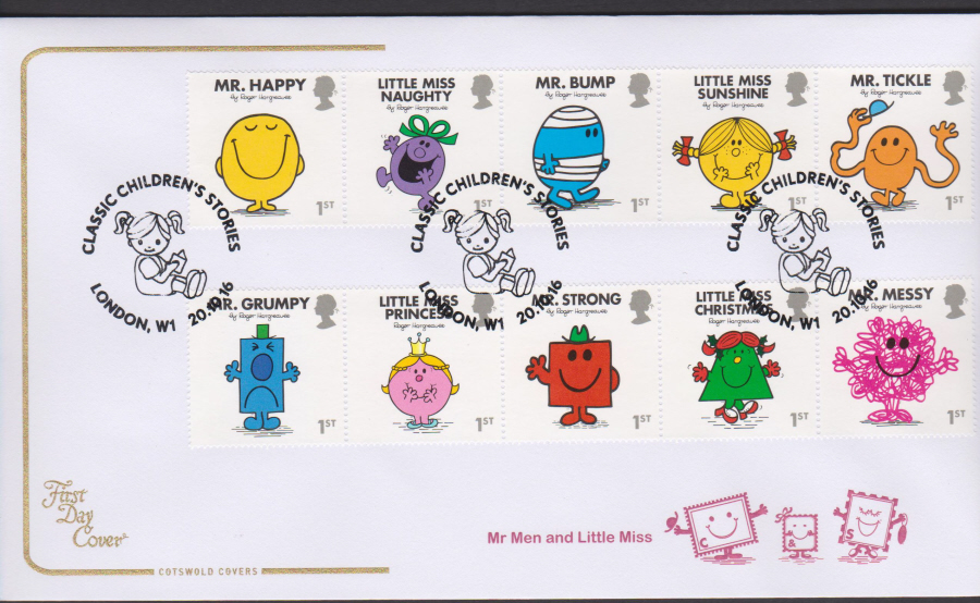 2016 -Mr Men & Little Miss , Cotswold First Day Cover,Classic Children Stories, London W1 Postmark
